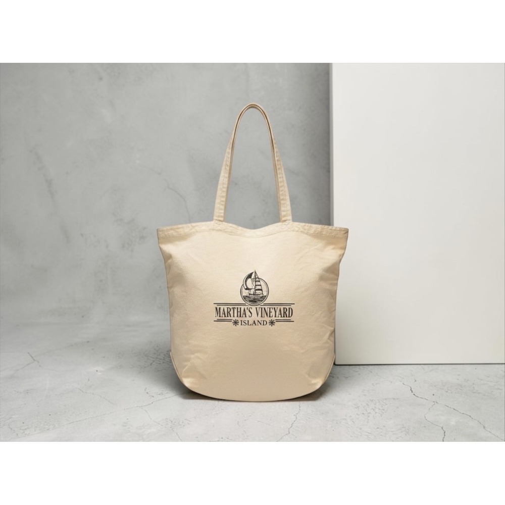VTG 1990s Martha's Vineyard Island Canvas Tote Bag Nautical Sailboat Beach Bag
